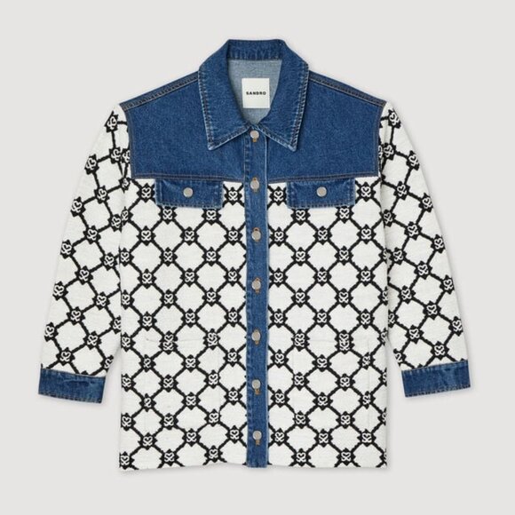 Sandro Knit and Denim Coatigan - Picture 2 of 8